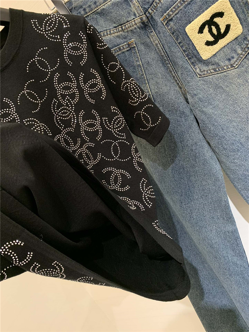 ch**el bright D1am0nd knitted short-sleeved replicas clothes