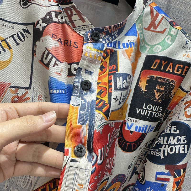 l0vis Vvtt0n lv printed silk shirt replica designer clothes