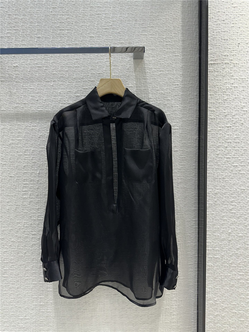 Ch**el palace style black organza shirt replica clothes