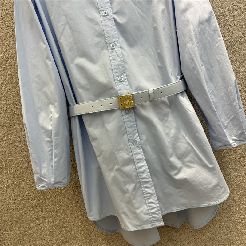 M1um1u letter embroidered long sleeve shirt dress replica clothes