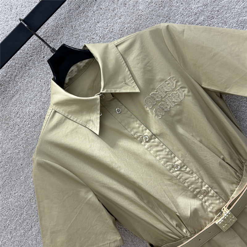 M1um1u letter embroidered short sleeve dress replica clothing