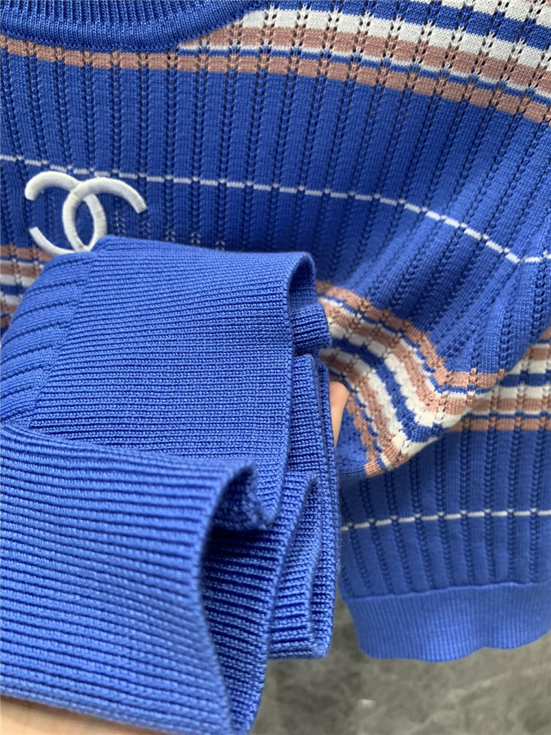 Ch**el short sleeve knitted top designer replica clothes