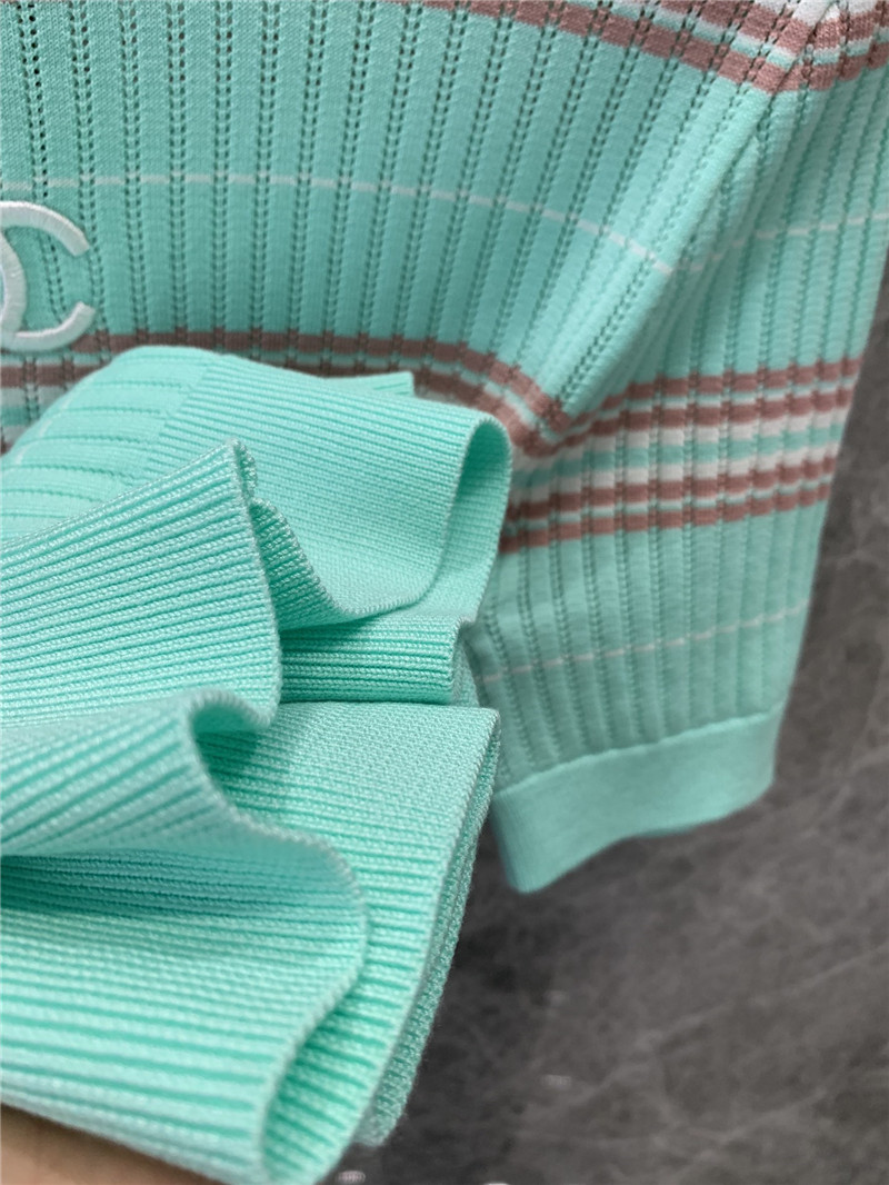 Ch**el short sleeve knitted top designer replica clothes