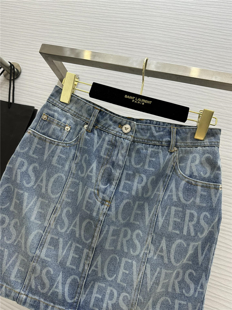 Versace letter print washed denim skirt replica clothes