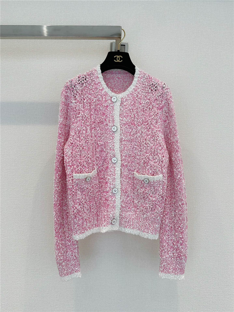 Ch**el color block twist cardigan pink