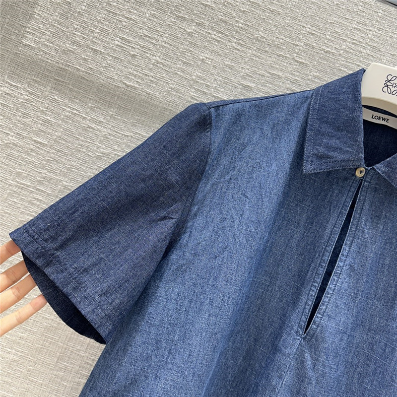 L0ew* denim colorblock washed denim shirt replica clothes