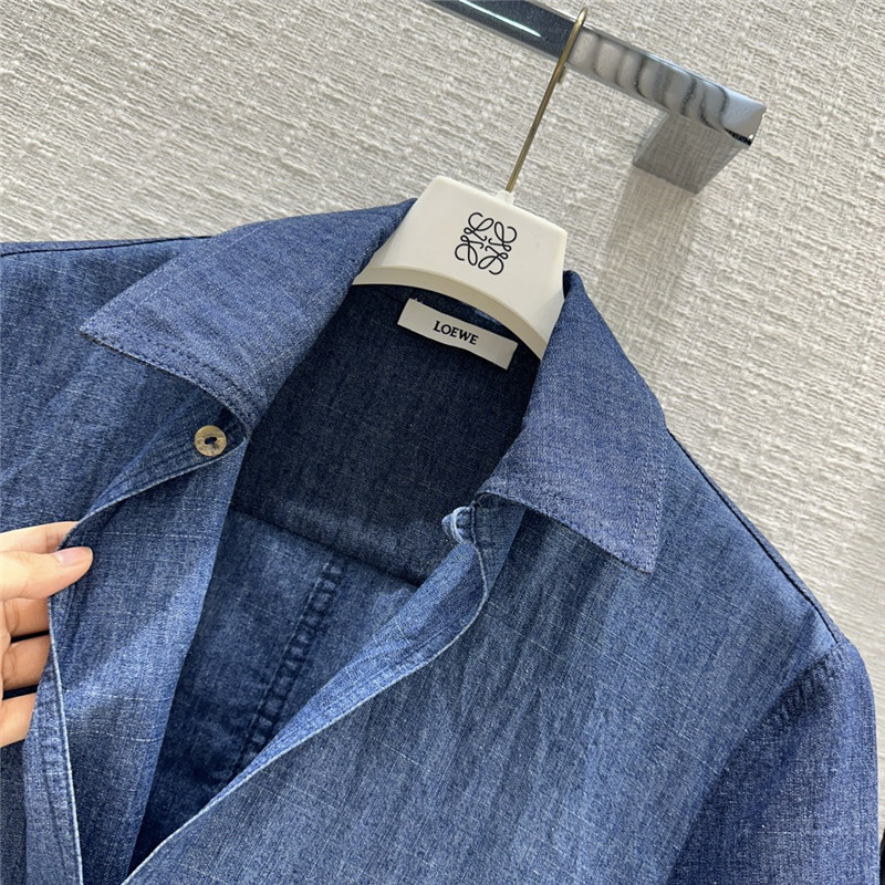 L0ew* denim colorblock washed denim shirt replica clothes