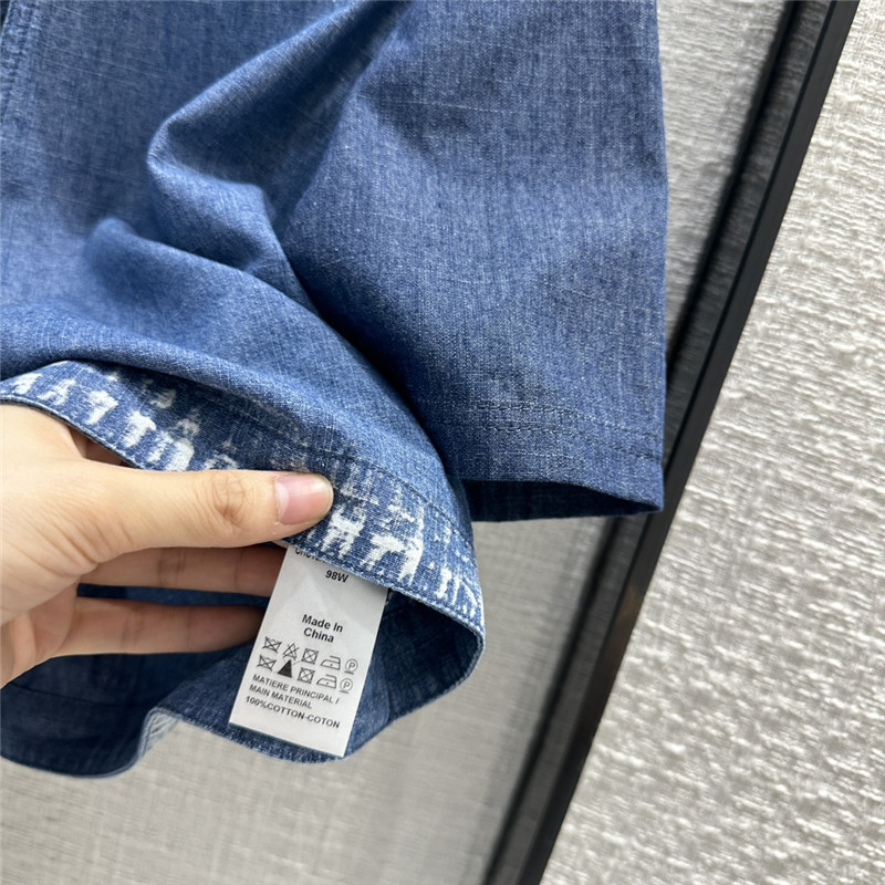 L0ew* denim colorblock washed denim shirt replica clothes