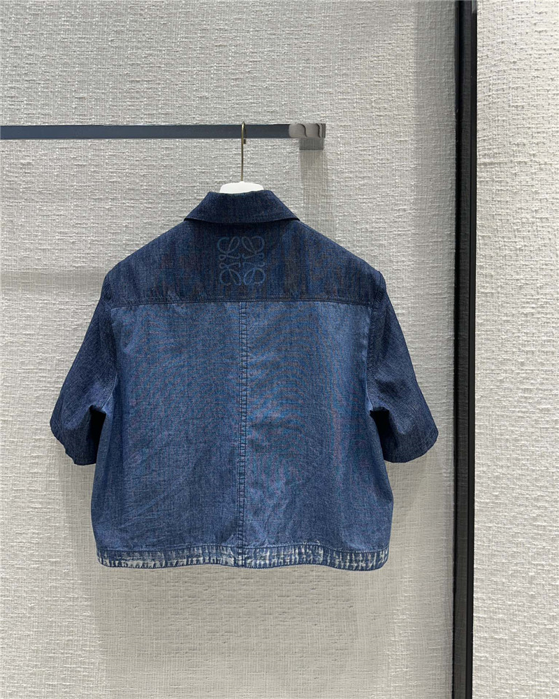 L0ew* denim colorblock washed denim shirt replica clothes