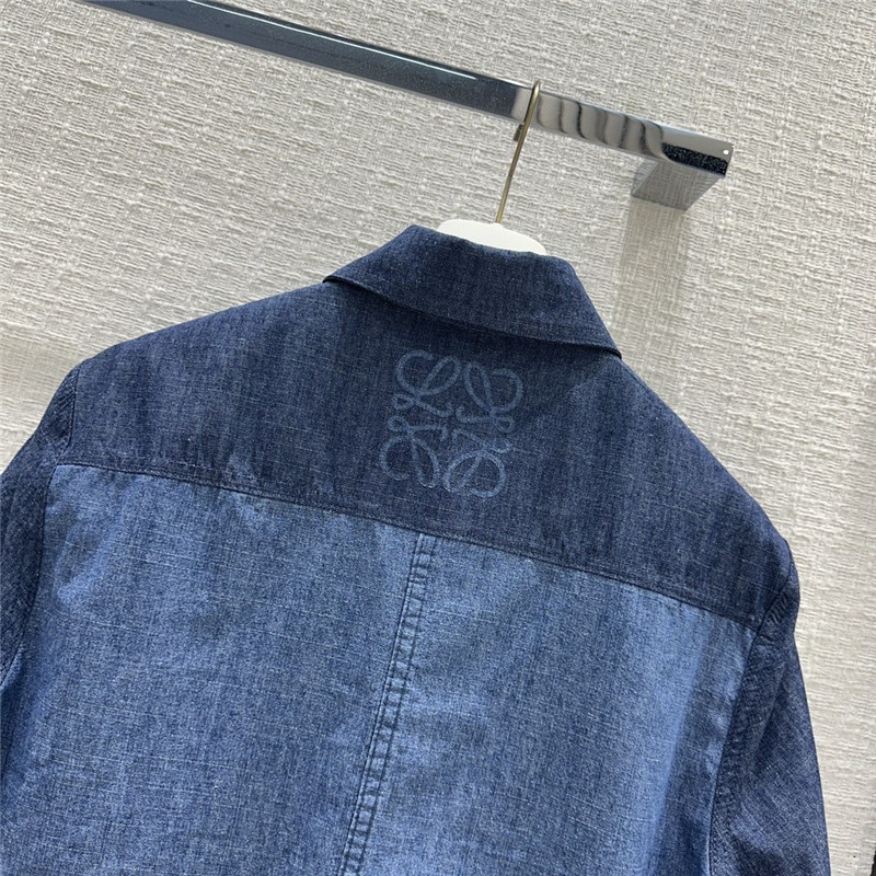 L0ew* denim colorblock washed denim shirt replica clothes