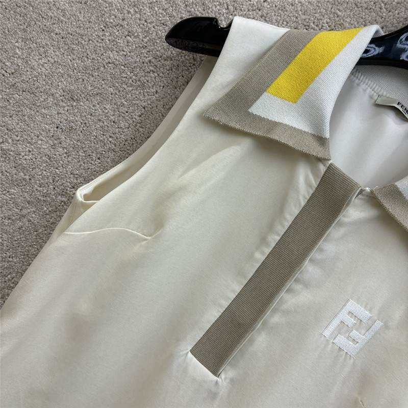 F**di knitted lapel patchwork sleeveless dress replica clothing