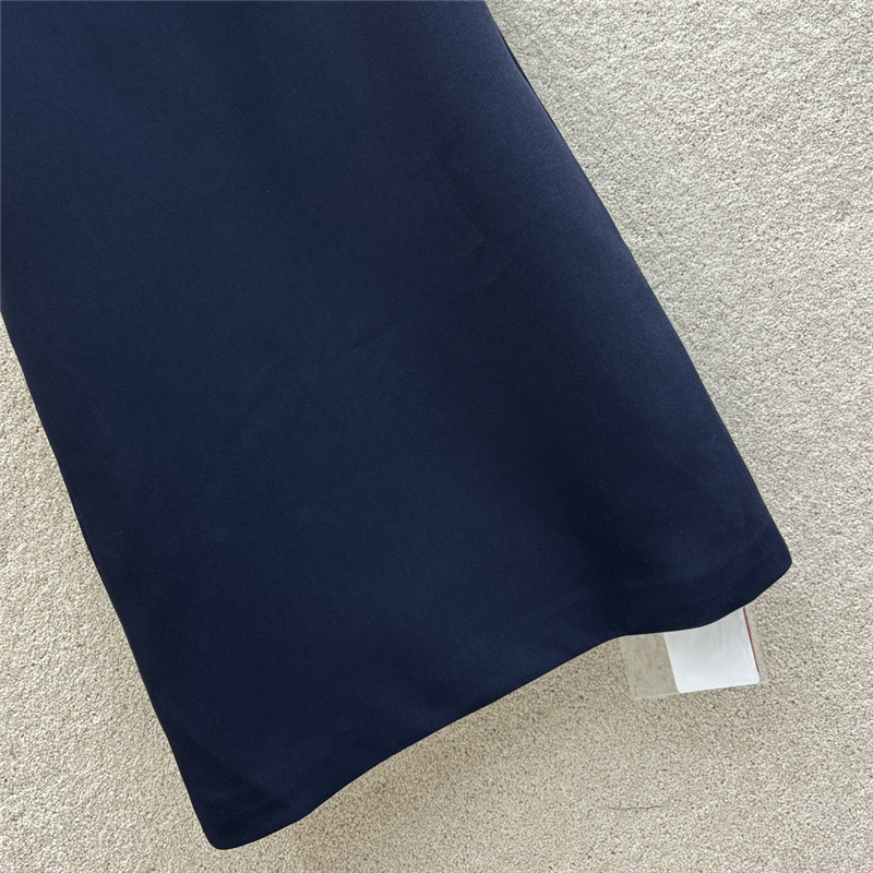 Va1e*ntin0 polo collar navy blue short-sleeved dress replica clothes