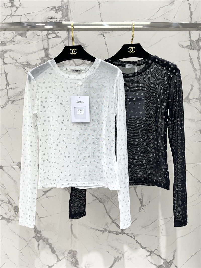Ch**el xiaoxiang letter mesh top replica designer clothes