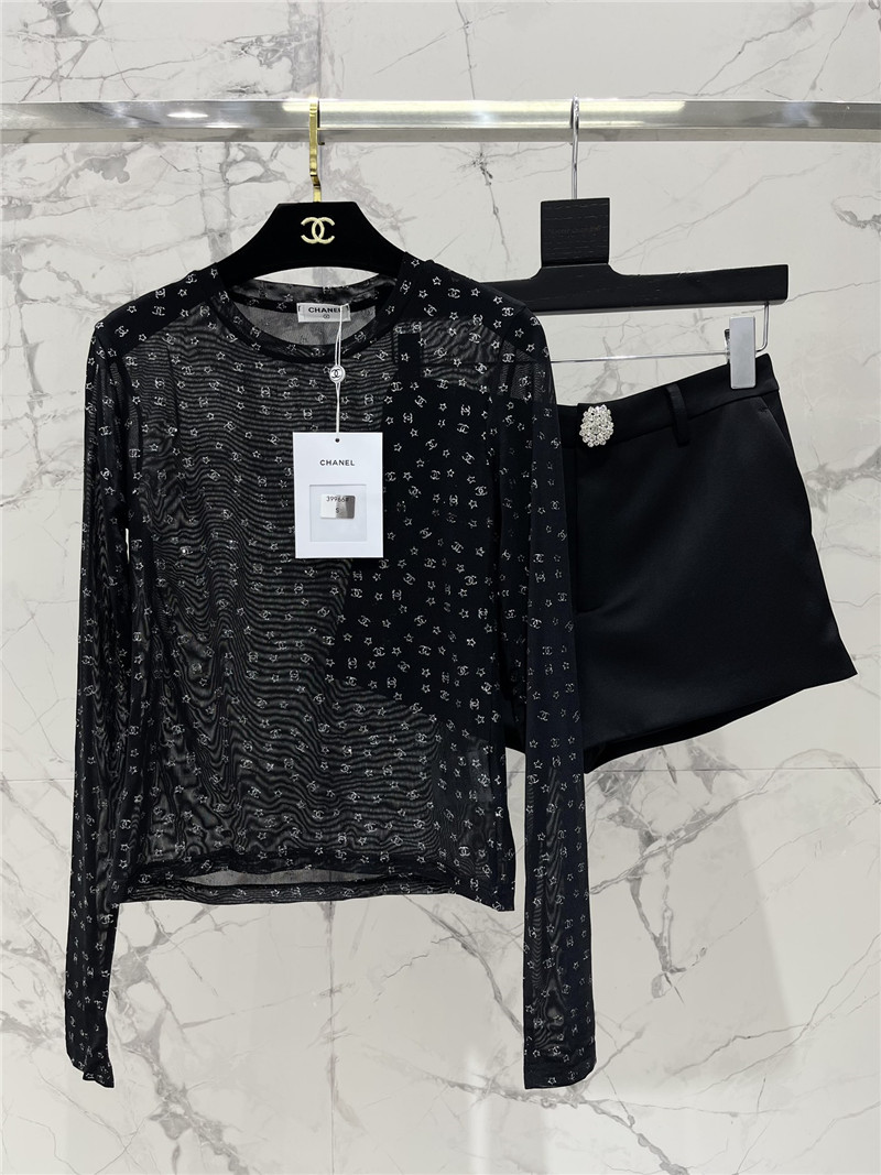 Ch**el xiaoxiang letter mesh top replica designer clothes
