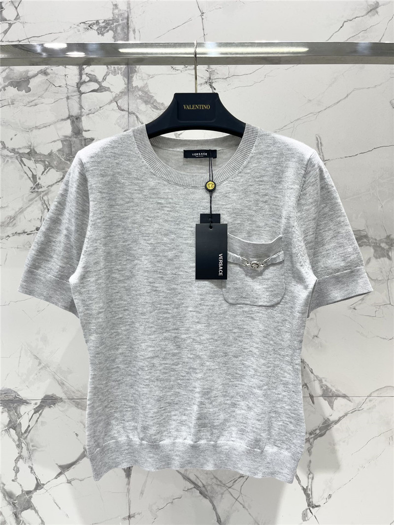 Versace Medusa Plaque Knitted Top grey