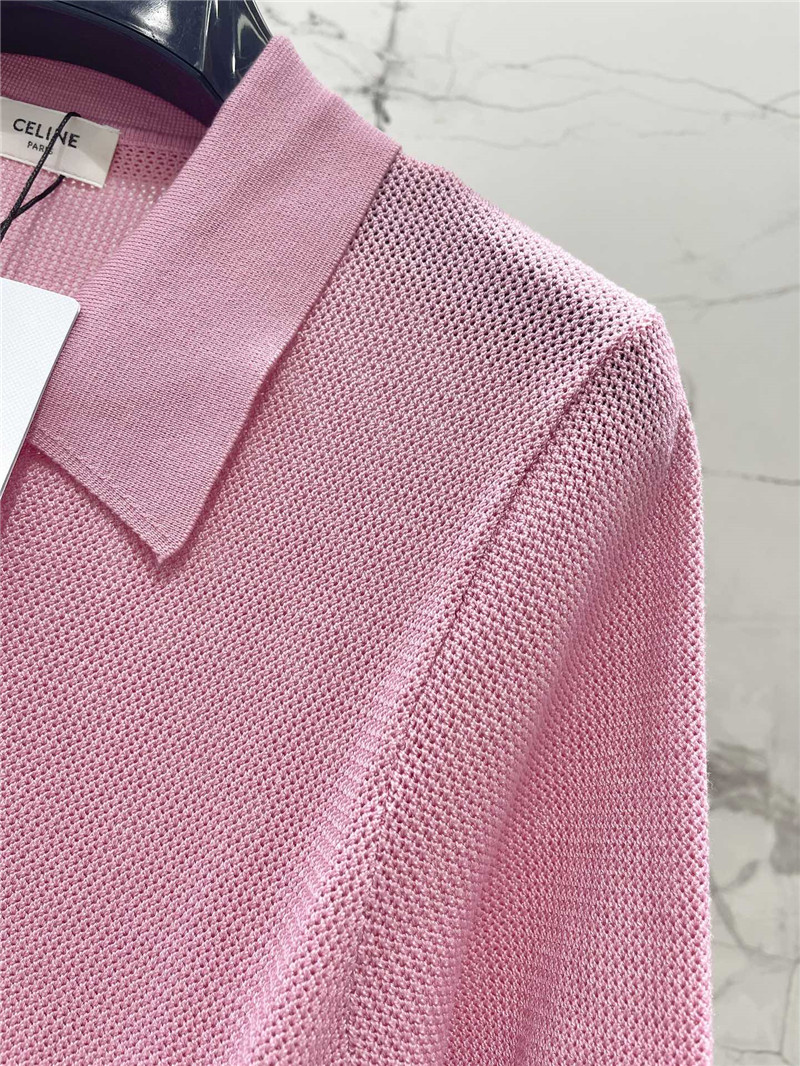 Ce1i*e zip short-sleeve cardigan in pink