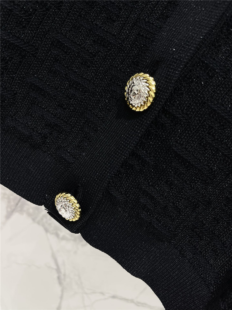 Balmain Jacquard Short Knit Cardigan in Black