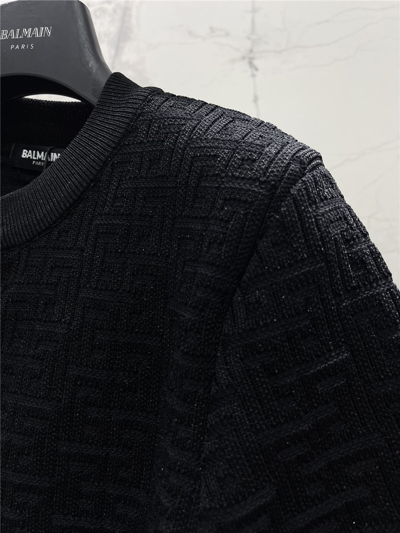 Balmain Jacquard Short Knit Cardigan in Black