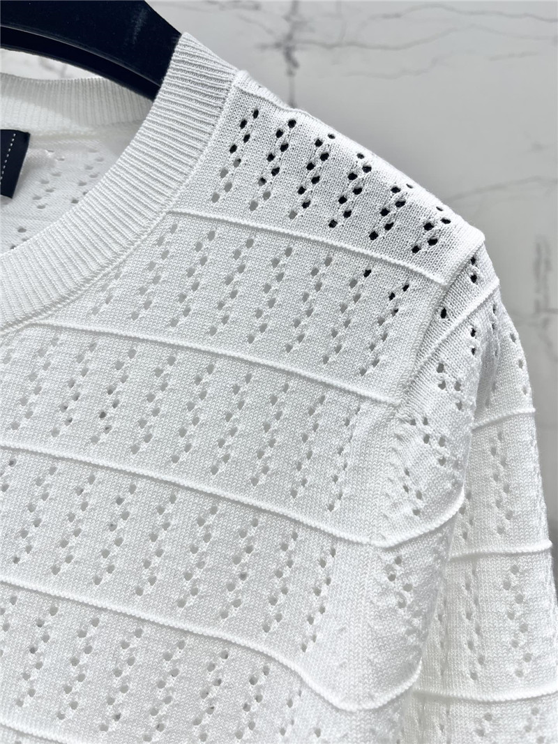 Ch**el logo hollow knitted t-shirt in white