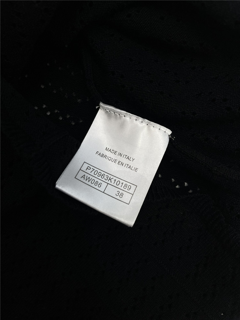 Ch**el logo hollow knitted t-shirt in black