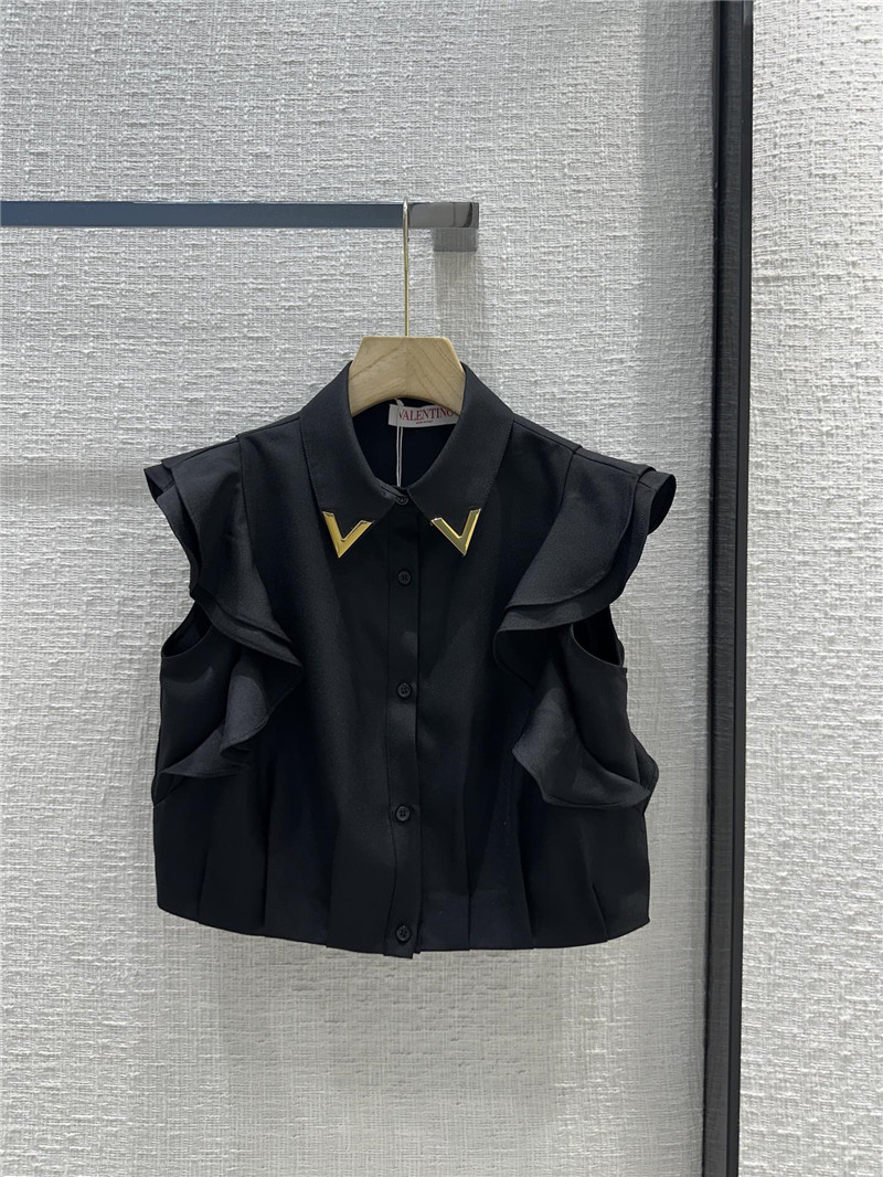 Va1e*ntin0 ruffled sleeveless short shirt replica clothes