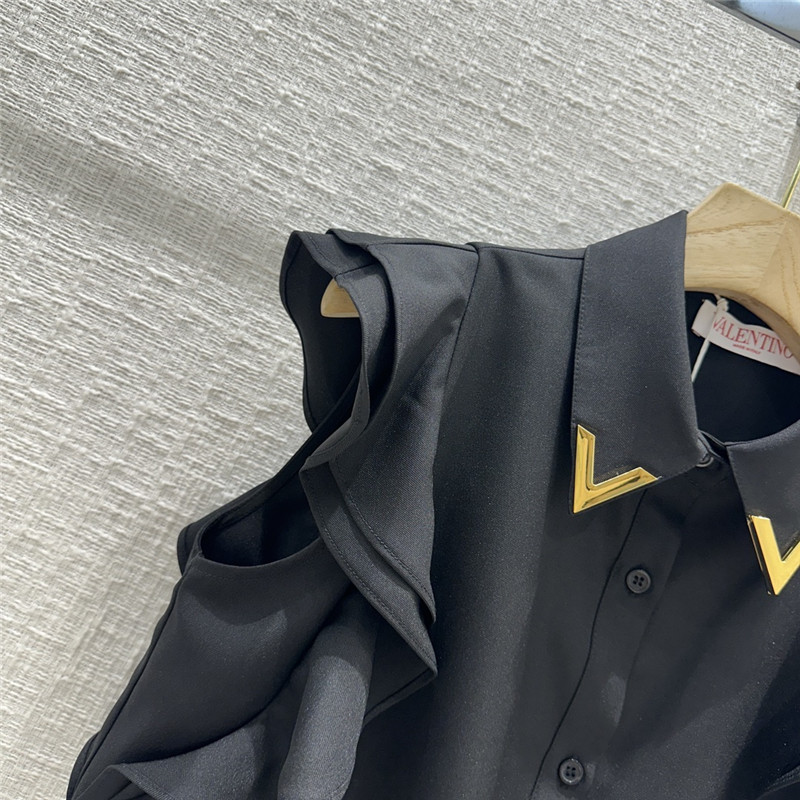 Va1e*ntin0 ruffled sleeveless short shirt replica clothes