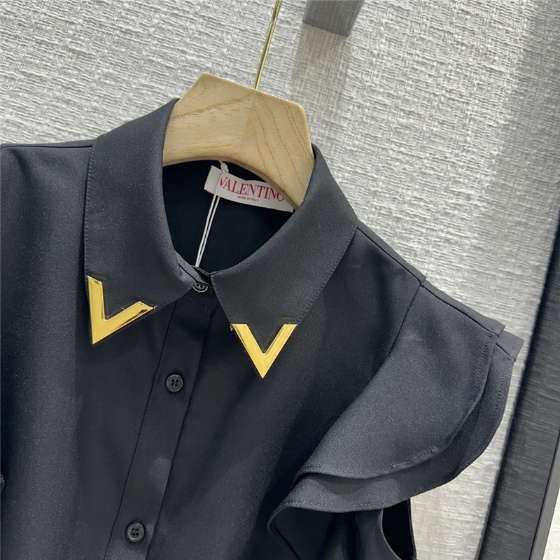 Va1e*ntin0 ruffled sleeveless short shirt replica clothes