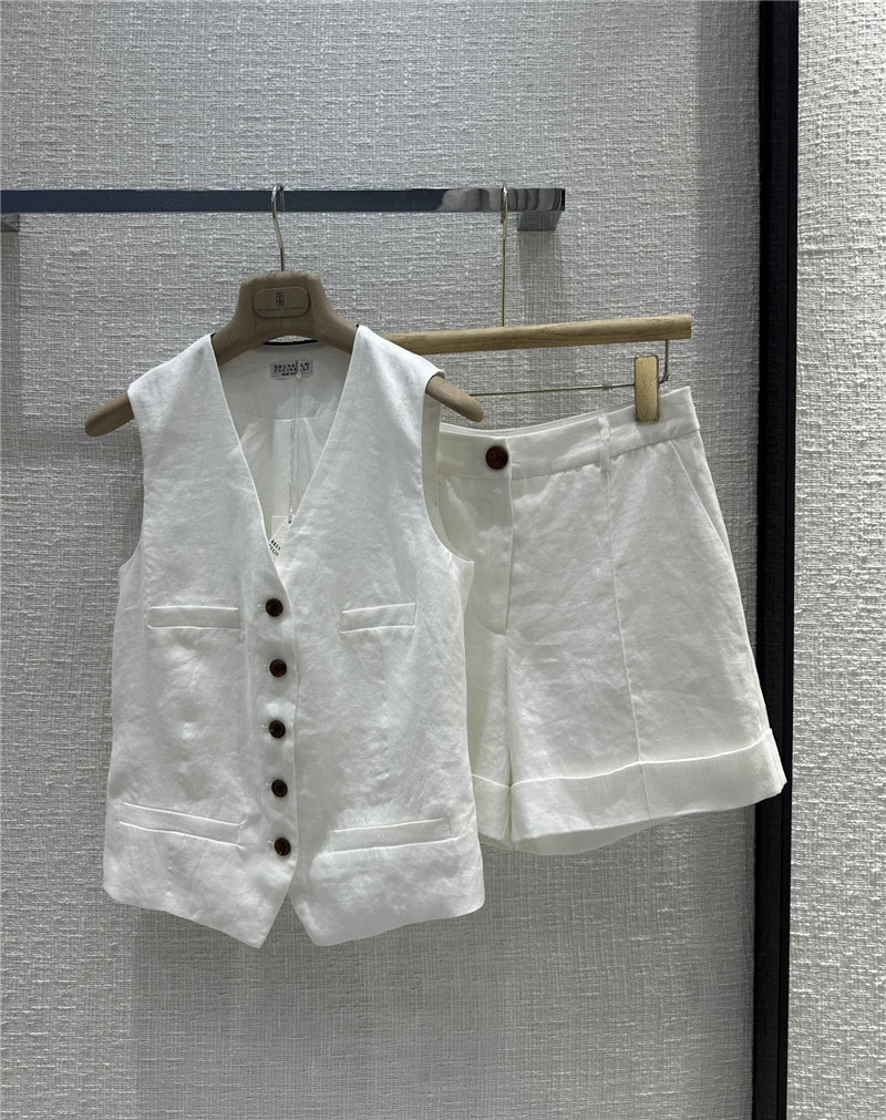 BC white cotton and linen vest suit replica designer clothes