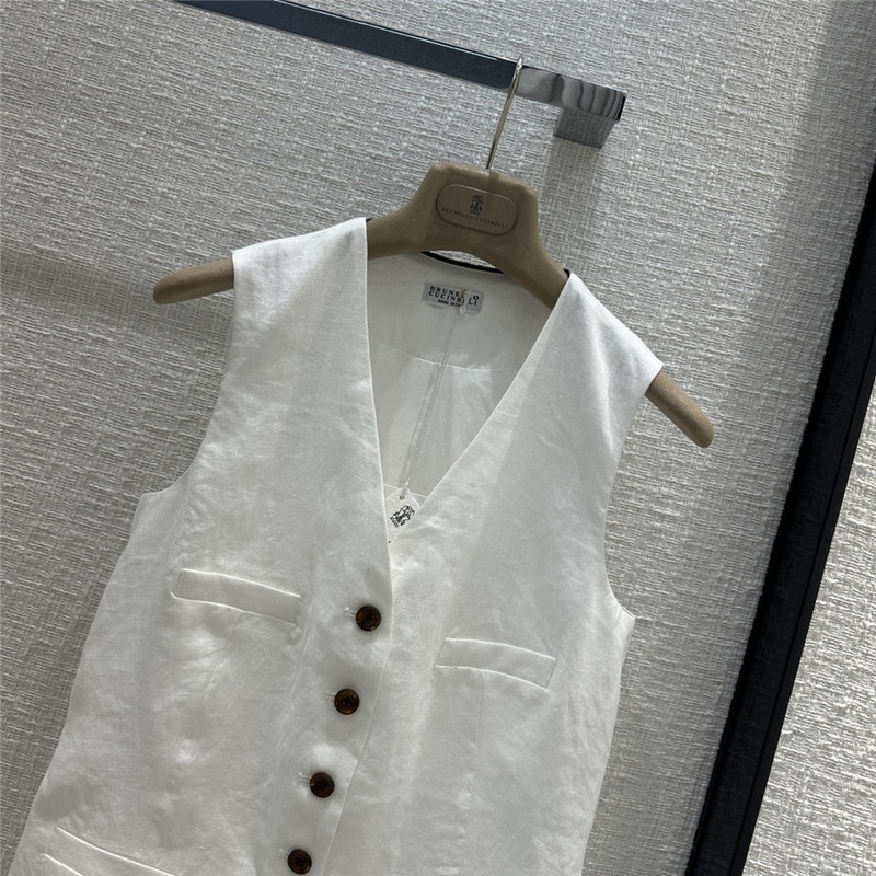 BC white cotton and linen vest suit replica designer clothes