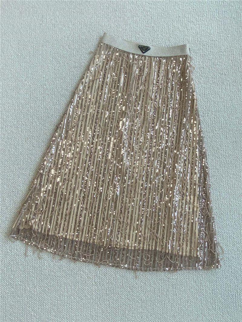 Pra*a beaded sequin long skirt replica d&g clothing