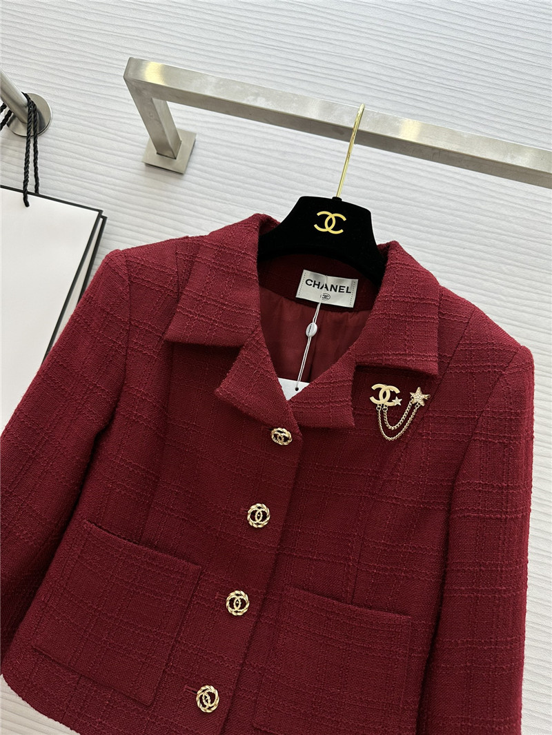Ch**el burgundy short lapel jacket replica d&g clothing