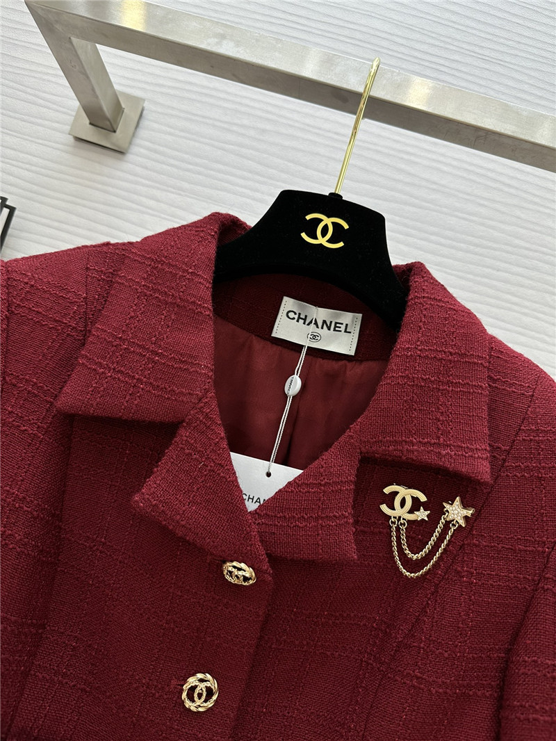 Ch**el burgundy short lapel jacket replica d&g clothing