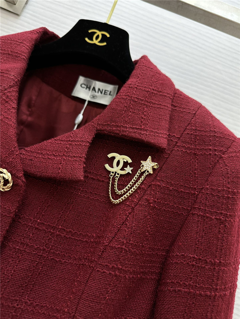 Ch**el burgundy short lapel jacket replica d&g clothing