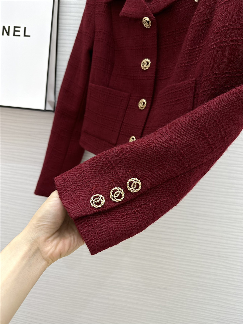 Ch**el burgundy short lapel jacket replica d&g clothing