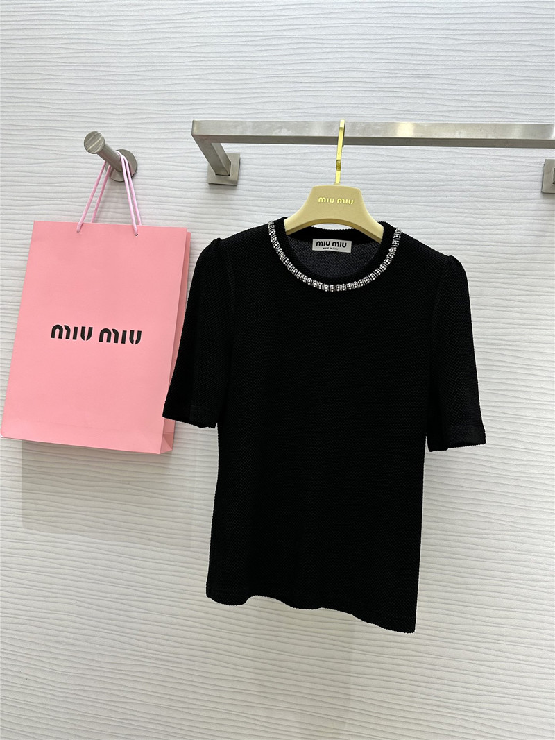 M1um1u beaded round neck top replica designer clothes