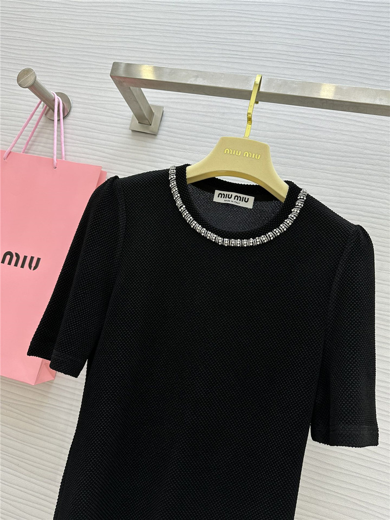 M1um1u beaded round neck top replica designer clothes