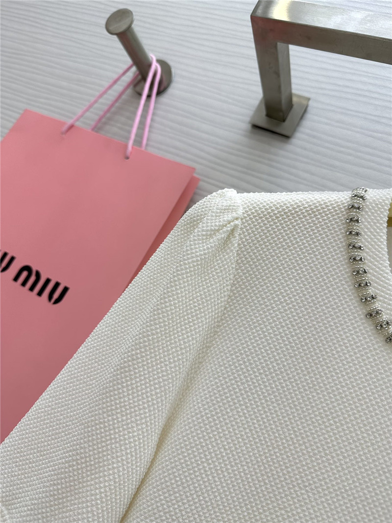 M1um1u beaded round neck top replica designer clothes