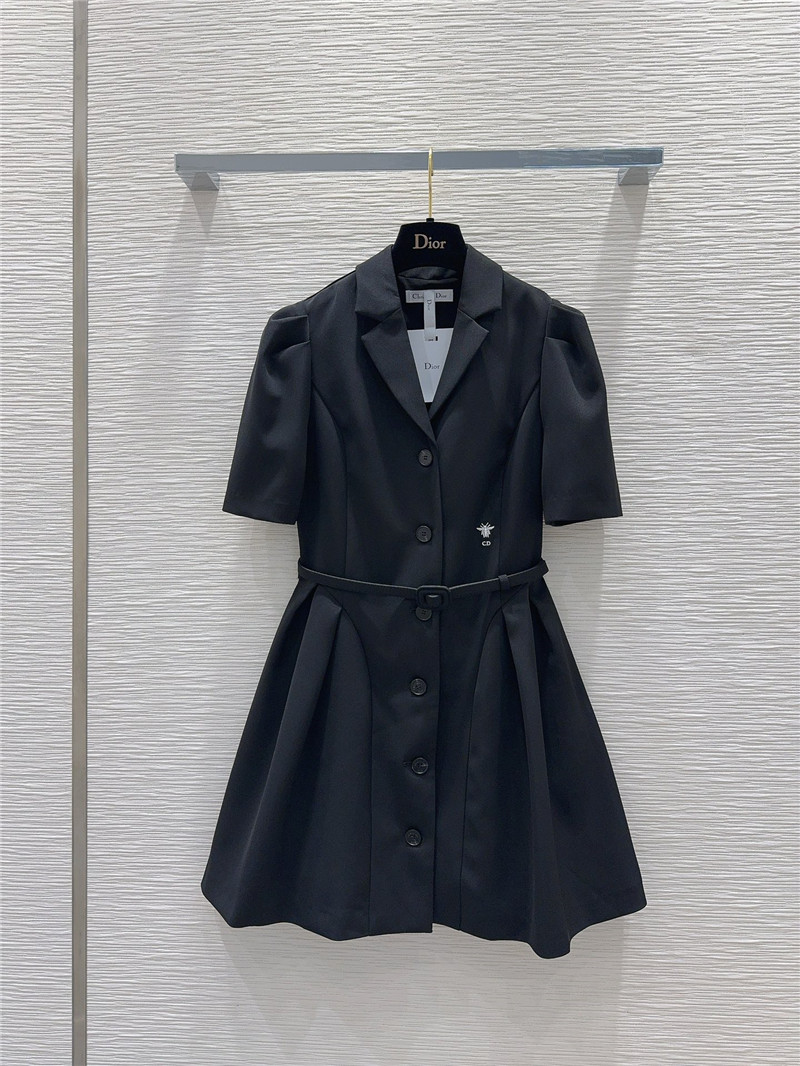 D10r black puff sleeve suit collar dress