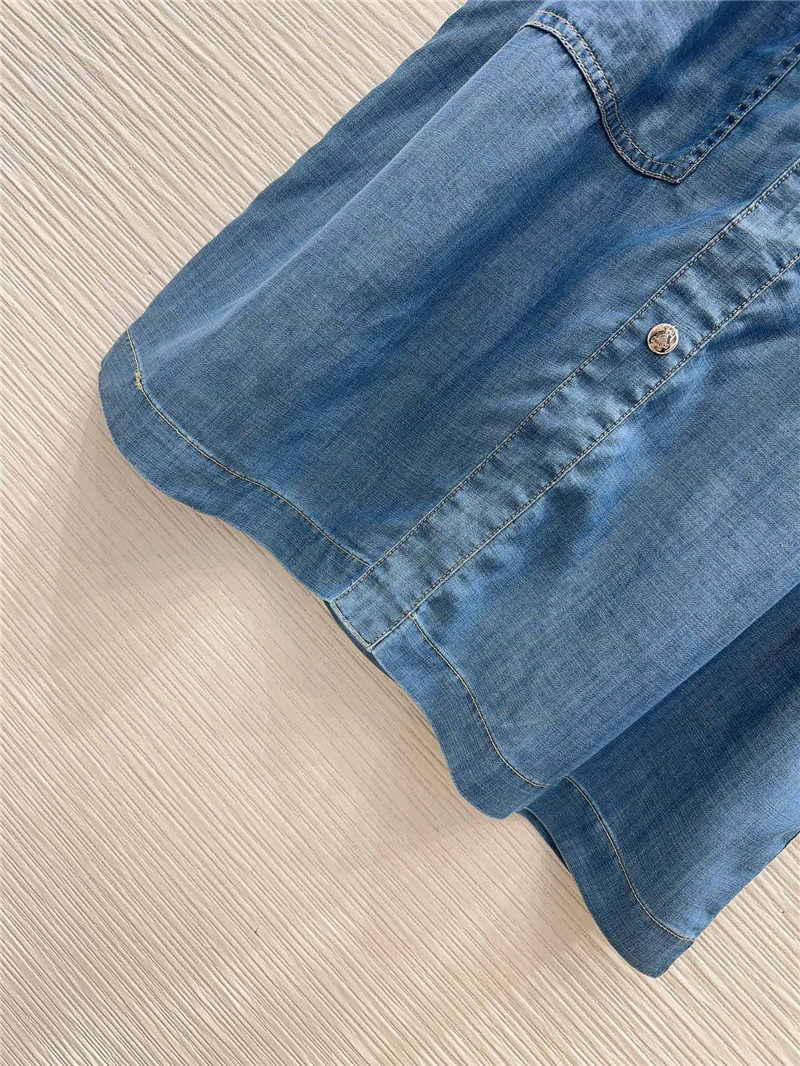 Pra*a mid-century style denim dress replica clothing sites