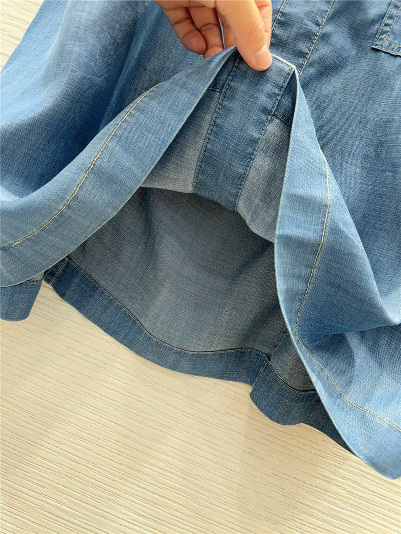 Pra*a mid-century style denim dress replica clothing sites