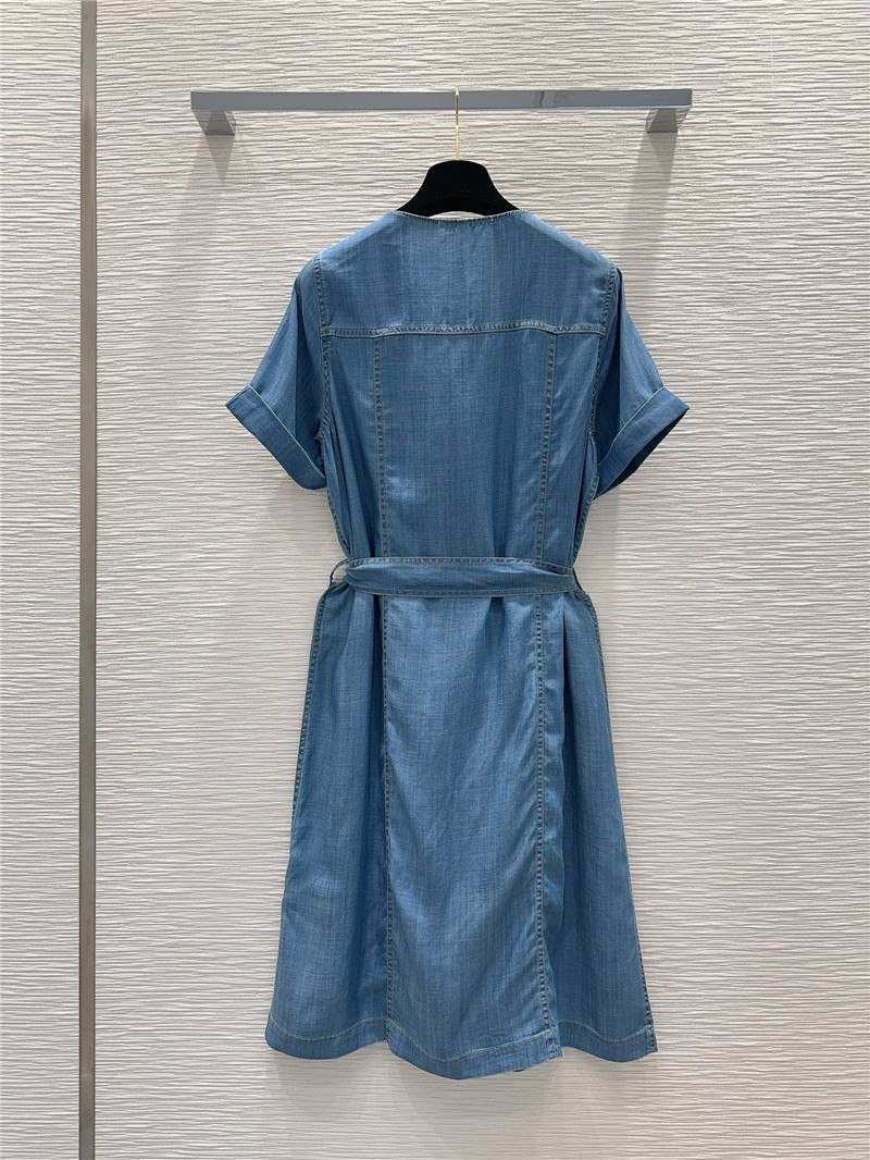 Pra*a mid-century style denim dress replica clothing sites