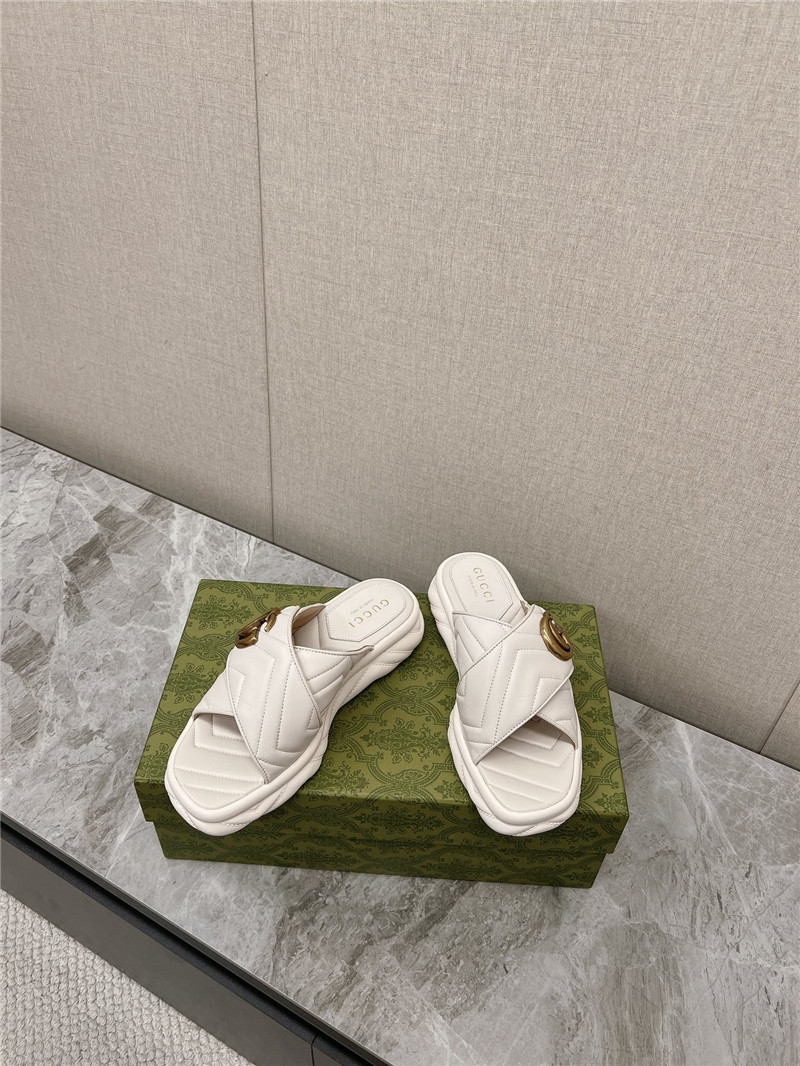 Gvc*1 marmont white slide sandals