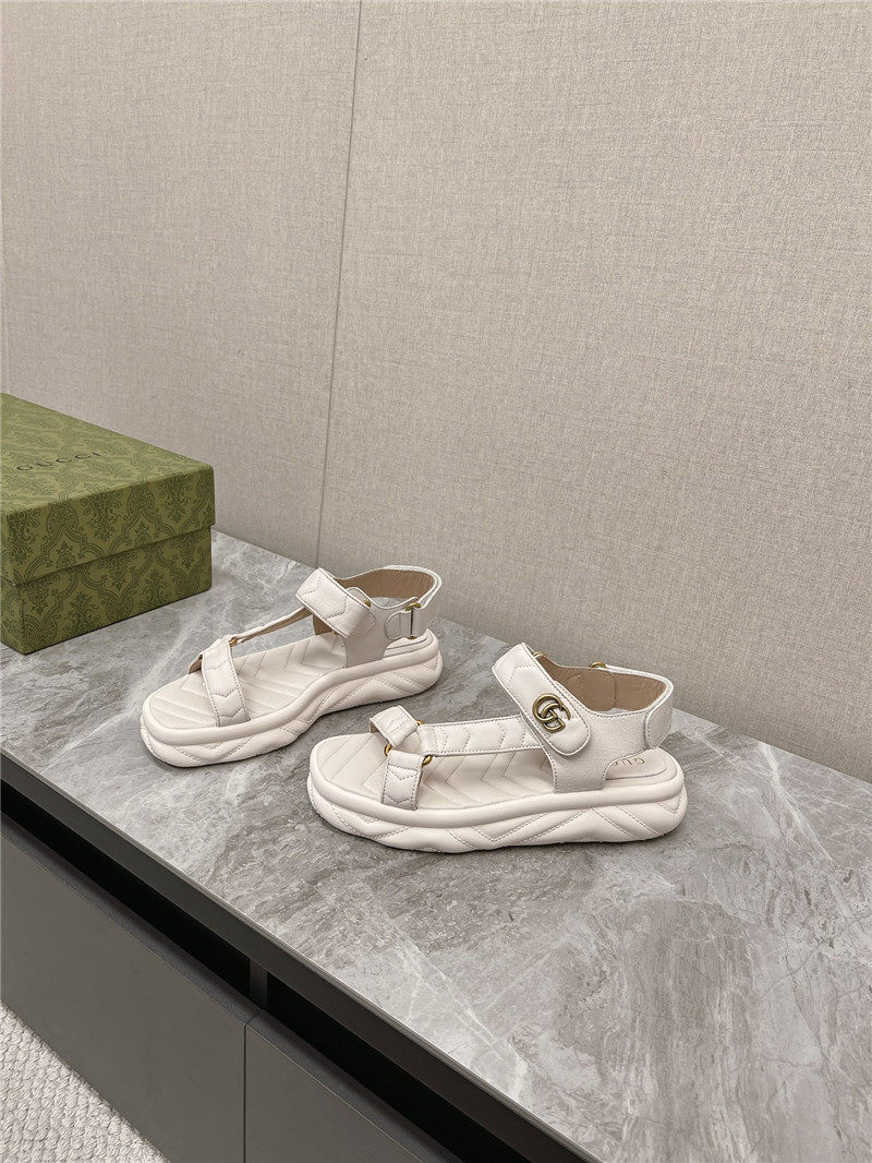 Gvc*1 double g leather sandals white