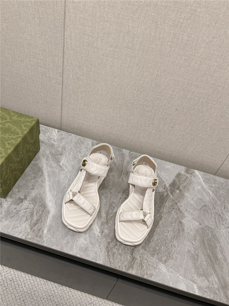 Gvc*1 double g leather sandals white