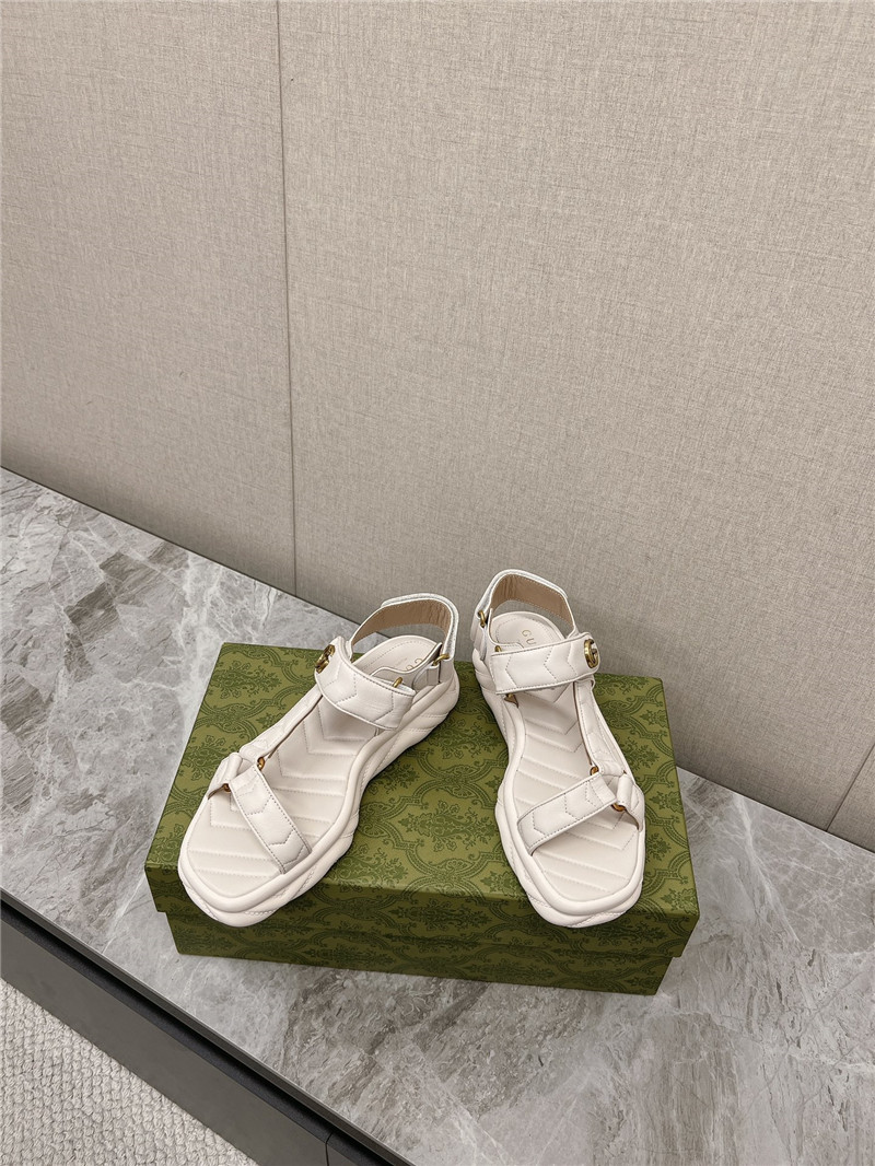 Gvc*1 double g leather sandals white