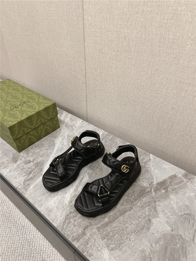 Gvc*1 double g leather sandals black