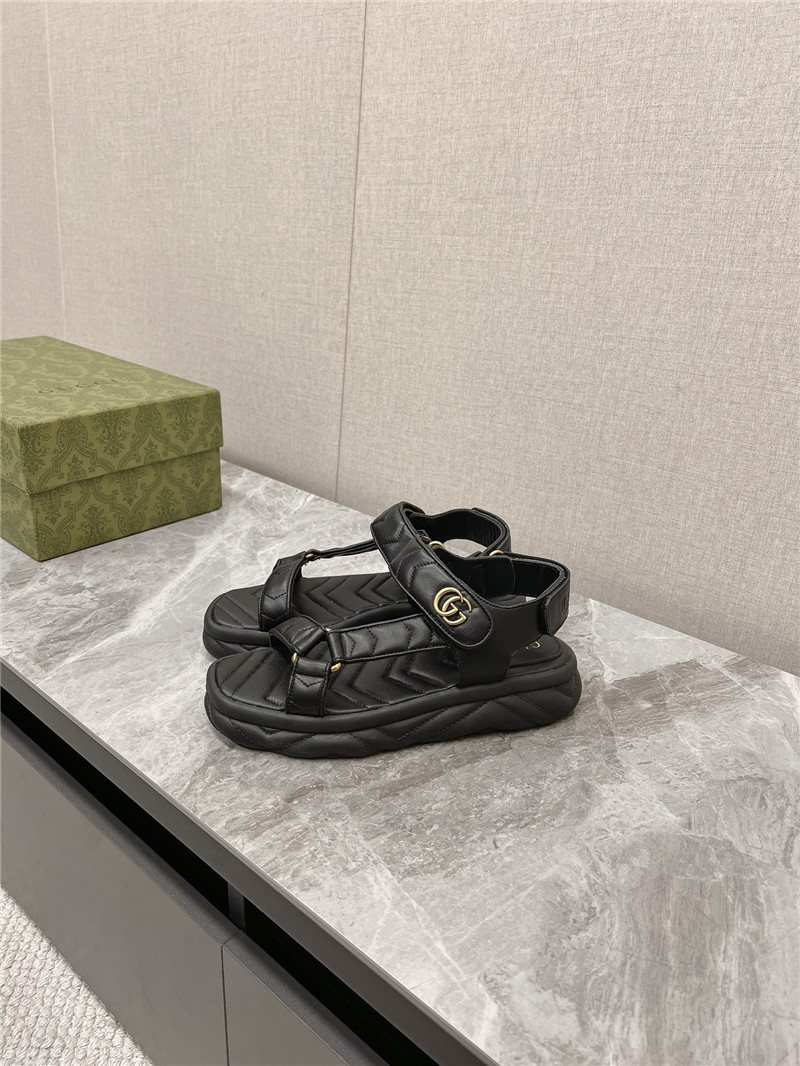 Gvc*1 double g leather sandals black