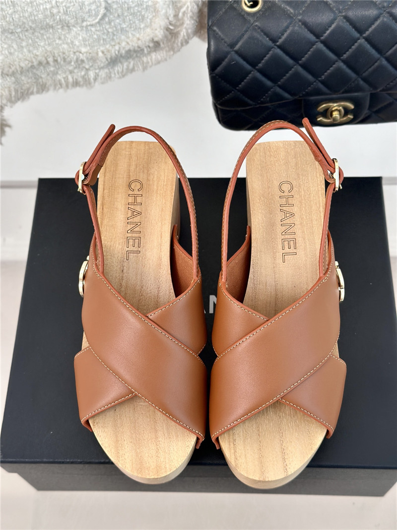 Ch**el calfskin studded slingback clog sandals