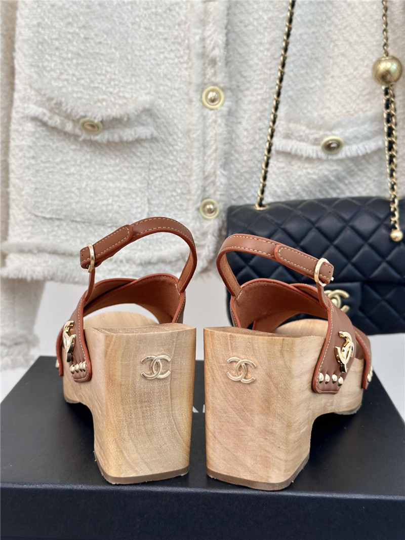 Ch**el calfskin studded slingback clog sandals