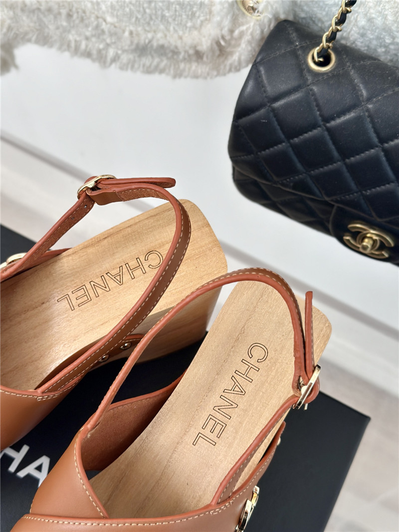 Ch**el calfskin studded slingback clog sandals